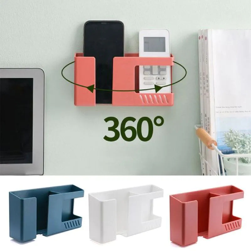 Wall Mounted Organizer Storage Box Remote Holder & Mobile Phone Wall Charging Holder