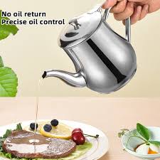Oil Tank Large Capacity Oil Bottle Kitchen Oil Filter Pot Soy Sauce Vinegar Container Coffee Pot 410ml Stainless Steel