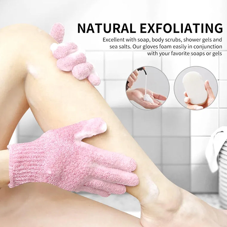 1Pair Shower Gloves Exfoliating Wash Skin Spa Bath Gloves Foam Bath Skid Resistance Body Mage Cleaning Loofah Scrubber