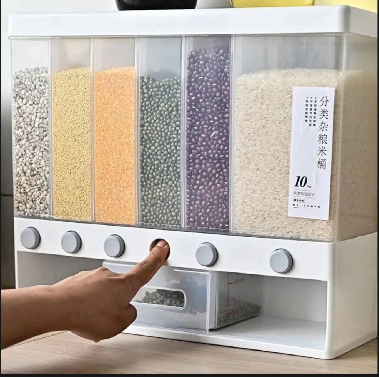 10Kg Kitchen Wall Rice Container Food Storage Case Bean Grain Cereal Dispenser