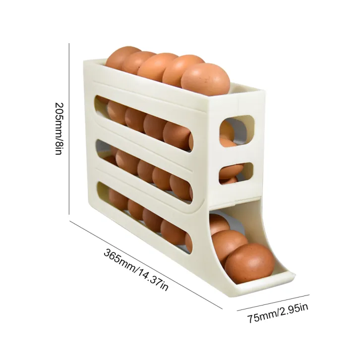 2/4 Layers Automatic Rolling Egg Holder Rack Fridge Egg Storage Box Container Kitchen Refrigerator Egg Dispenser