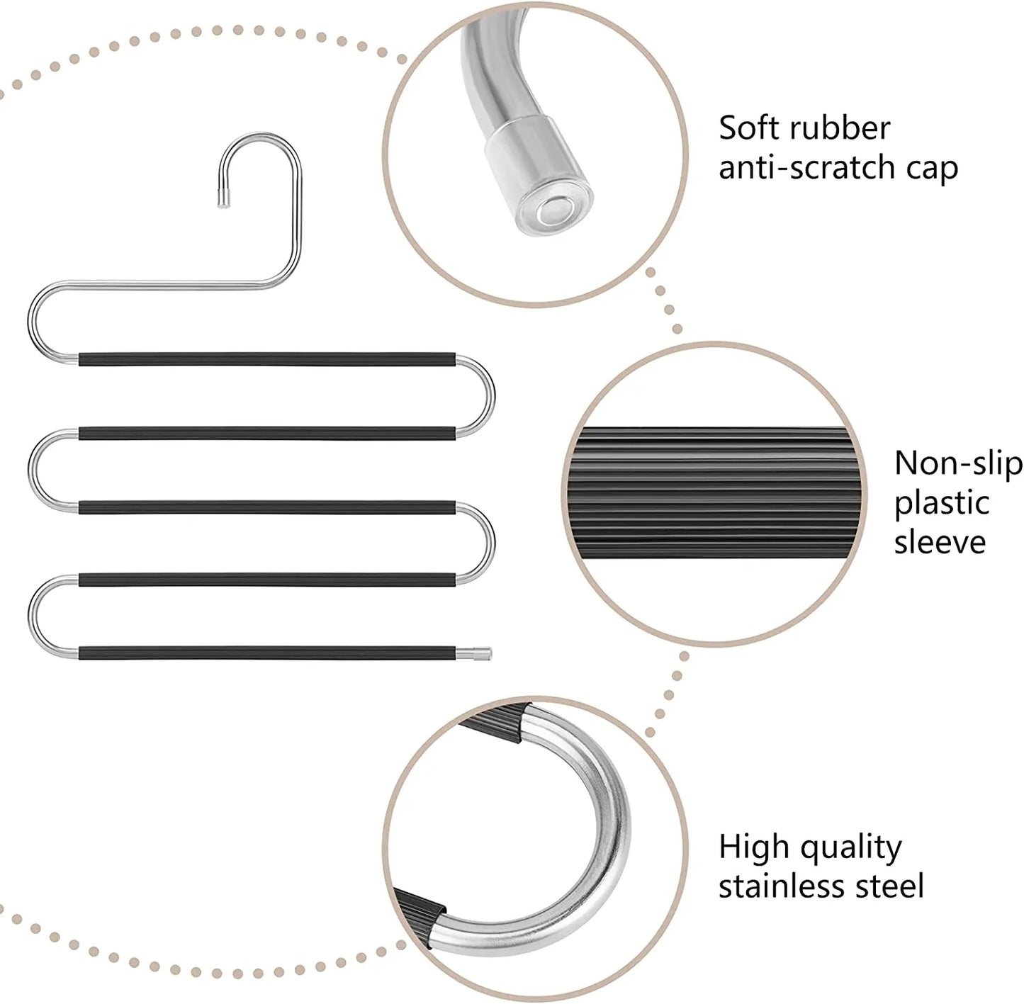 5 স্তর মেটাল প্যান্ট স্ল্যাক হ্যাঙ্গার এস-শেপ স্টেইনলেস স্টীল কাপড় হ্যাঙ্গার স্পেস সেভিং হ্যাঙ্গার প্যান্ট জিন্স স্কার্ফের জন্য হ্যাঙ্গার ক্লোজেট অর্গানাইজার