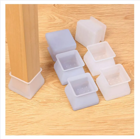 4 Pis Silicone Floor Protectors Chair Leg Caps Square Furniture Table Feet Covers