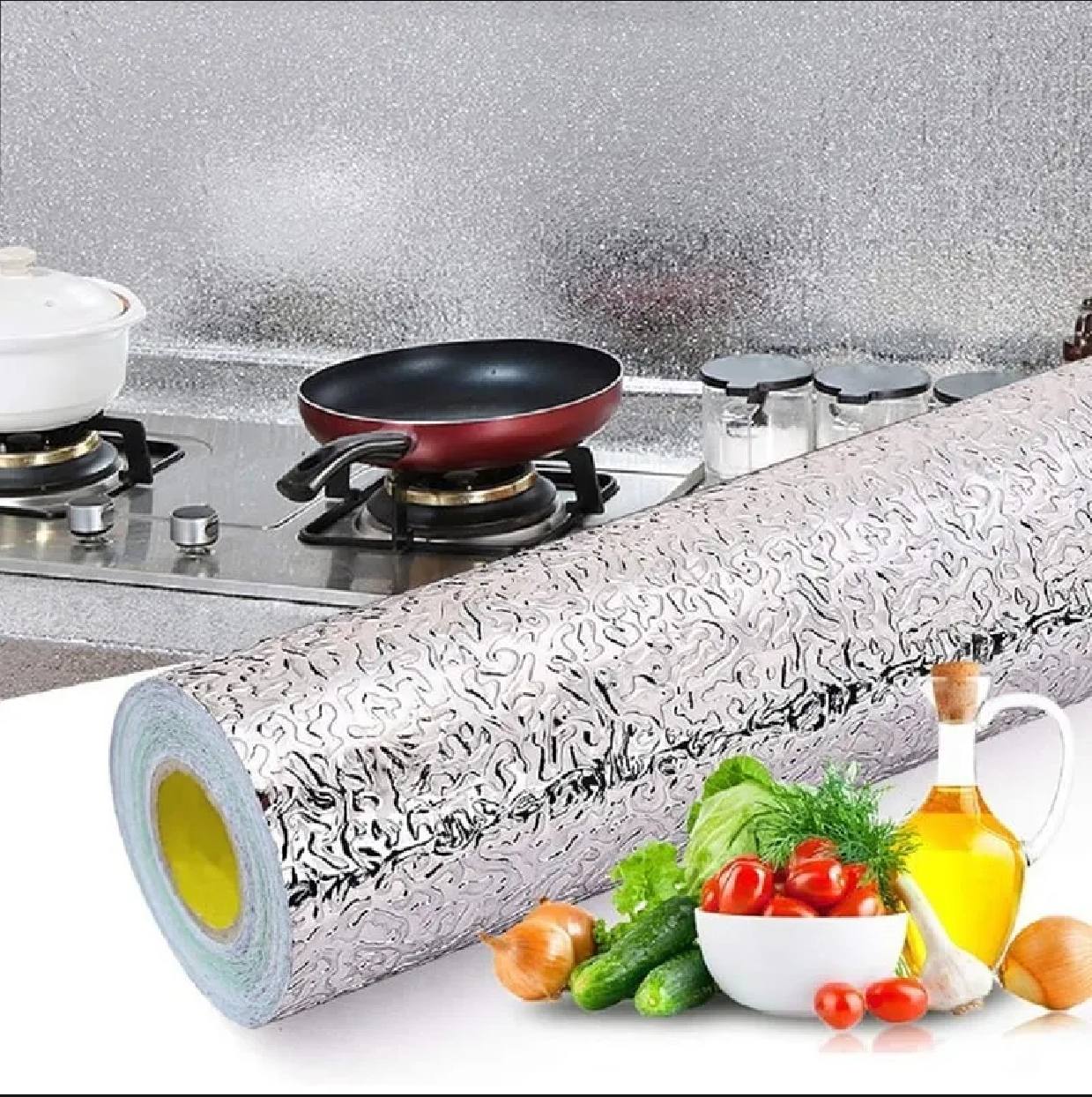 Aluminum Foil Stickers (Kitchen Oil-proof, Waterproof, Wall & Cabinet Sticker)