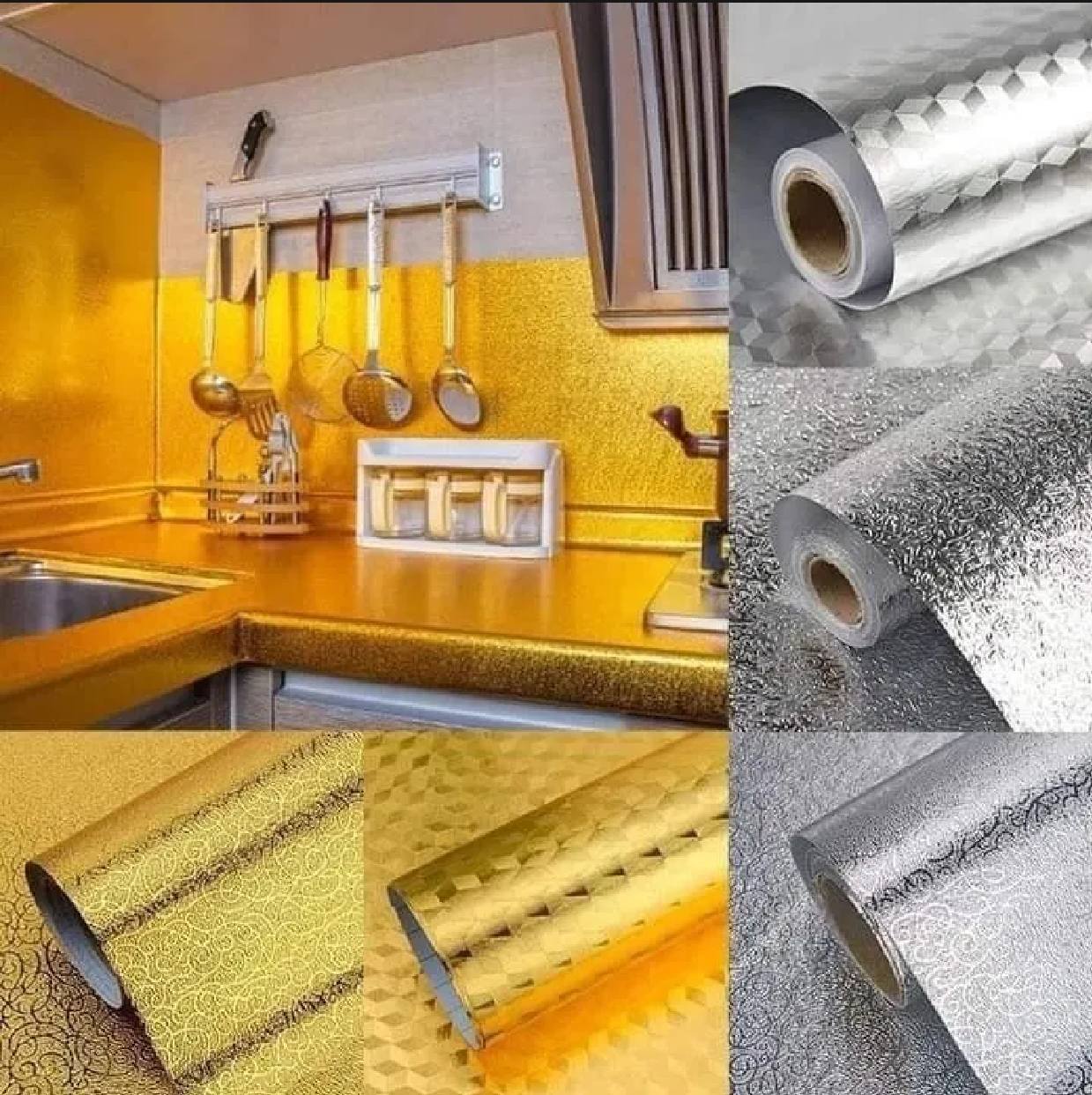 Aluminum Foil Stickers (Kitchen Oil-proof, Waterproof, Wall & Cabinet Sticker)