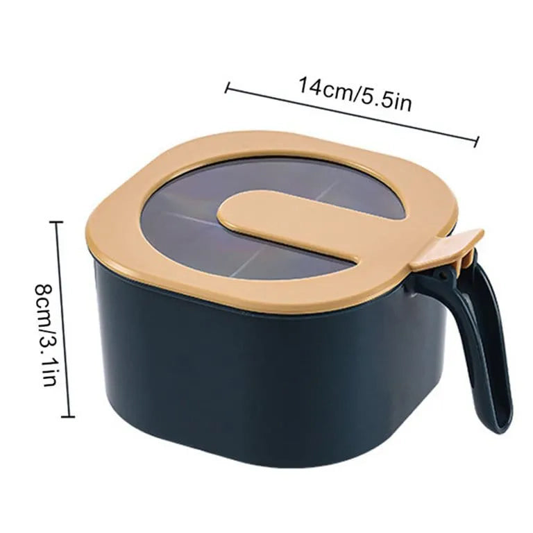 2 পিস চামচ মশলা জার মাল্টি কম্পার্টমেন্ট লবণ মরিচ মশলা জার পাত্র রান্নাঘরের আনুষাঙ্গিক মশলা পাত্রে 4 ইন 1 সিজনিং বক্স