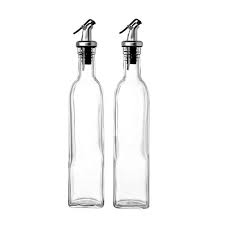 Oil Dispenser Bottle for Kitchen Stainless Steel Leak-Proof Cork Transparent Oil Pourer and Holder 500ml Bottle