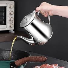 Oil Tank Large Capacity Oil Bottle Kitchen Oil Filter Pot Soy Sauce Vinegar Container Coffee Pot 410ml Stainless Steel