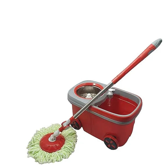 Oxygenta Easy Magic Bucket Spin Mop Double Drive Hand Pressure with 2 Microfiber Mop Head - (Assorted)