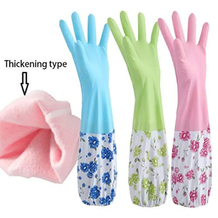 Dishwashing Cleaning Rubber Gloves Non-Slip Kitchen Glove Waterproof