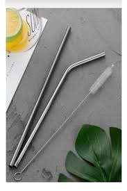 Stainless Steel Metal Drinking Straw Reusable Straws 4 Pcs reusable + 1 Cleaner Brush Kit