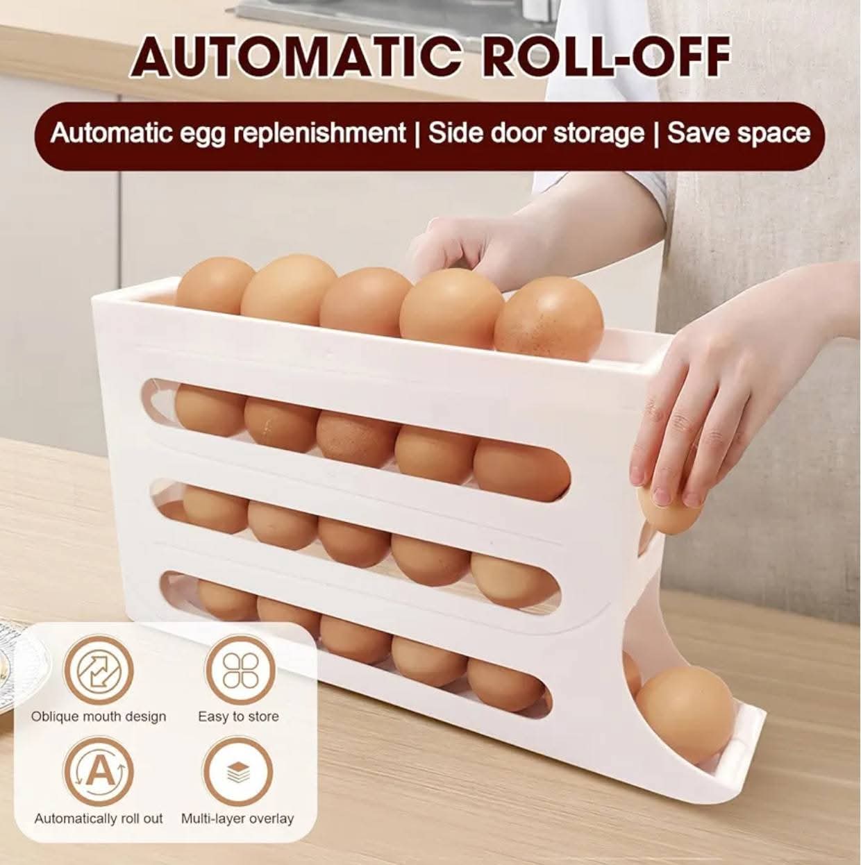 2/4 Layers Automatic Rolling Egg Holder Rack Fridge Egg Storage Box Container Kitchen Refrigerator Egg Dispenser